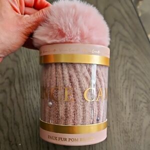 Vince Camuto Pink Faux Fur Pom Beanie. NEW with Tags.